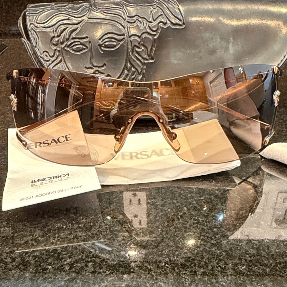 AUTHENTIC Versace Shield Sunglasses with Brown Mirror Lens